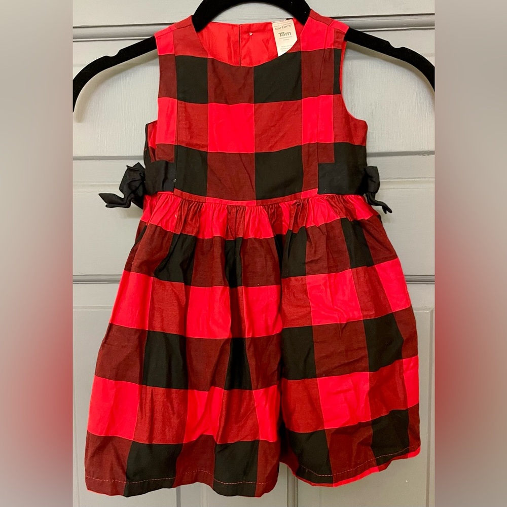 Carter's Red and Black Checkered Dress size 18 month
